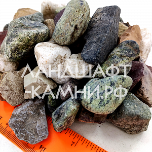 Микс галтованных камней 20-40 мм (Яшма, златолит, фельзит, змеевик, мрамор)